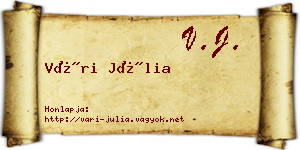 Vári Júlia névjegykártya
